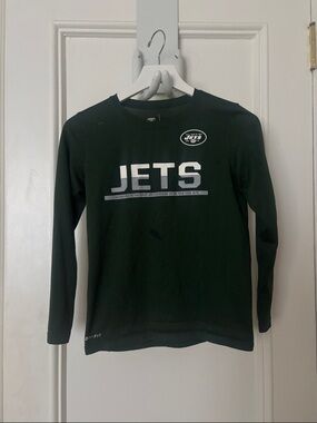 Nike Kids Long-Sleeve JETS Tee - Dark Green & White